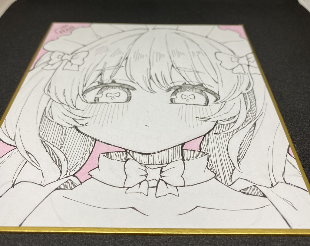 ピンクメイドさん|白黒単色カラー原画