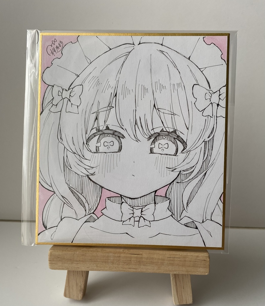ピンクメイドさん|白黒単色カラー原画