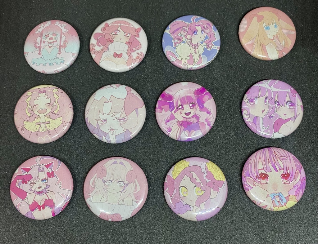 創作キャラ　丸型32mm缶バッチ🎀 ver.A（全12種類）