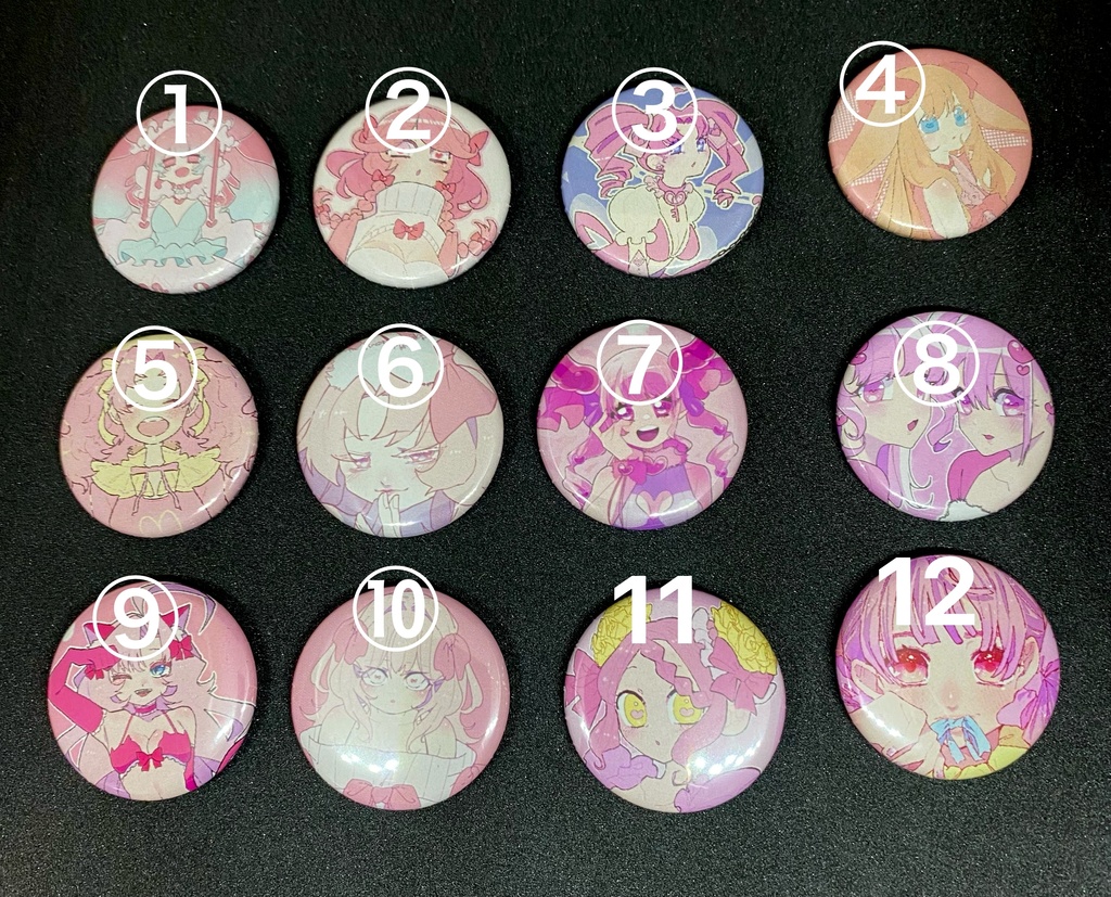 創作キャラ 丸型32mm缶バッチ🎀 ver.A(全12種類)