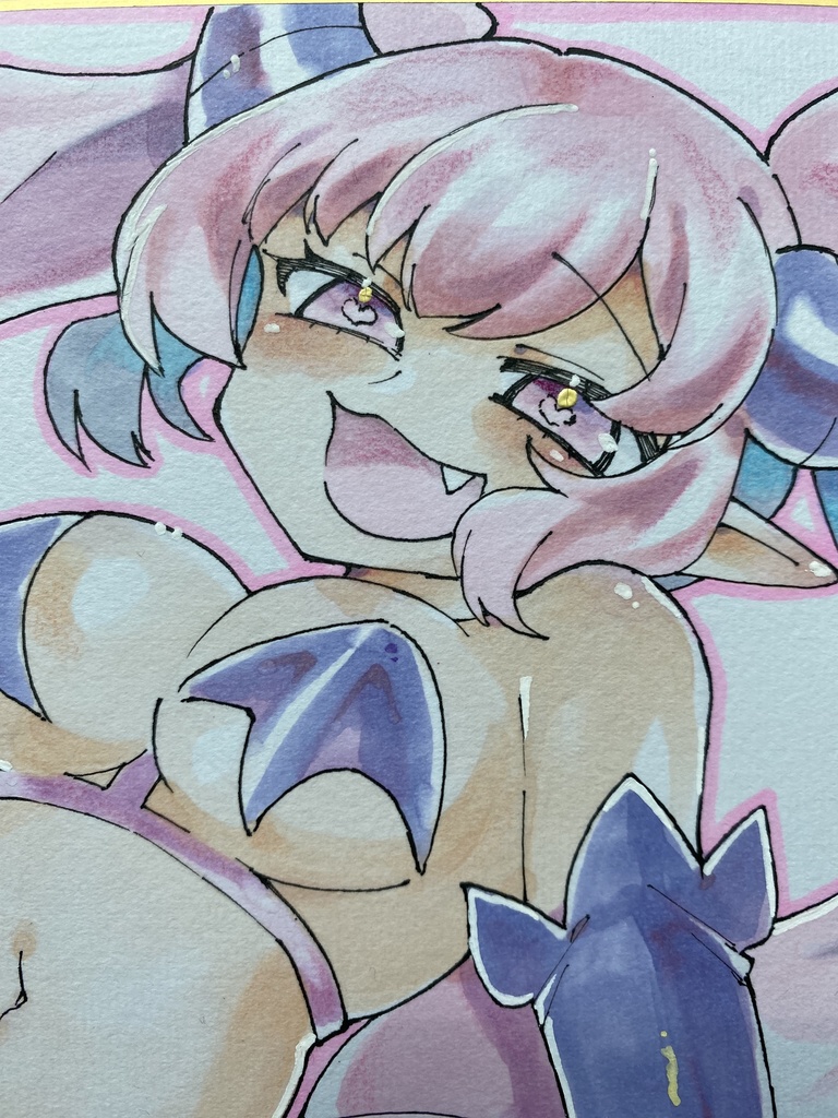 アナログ色紙「サキュバスちゃん」