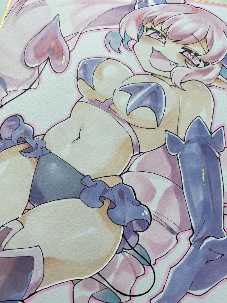 アナログ色紙「サキュバスちゃん」