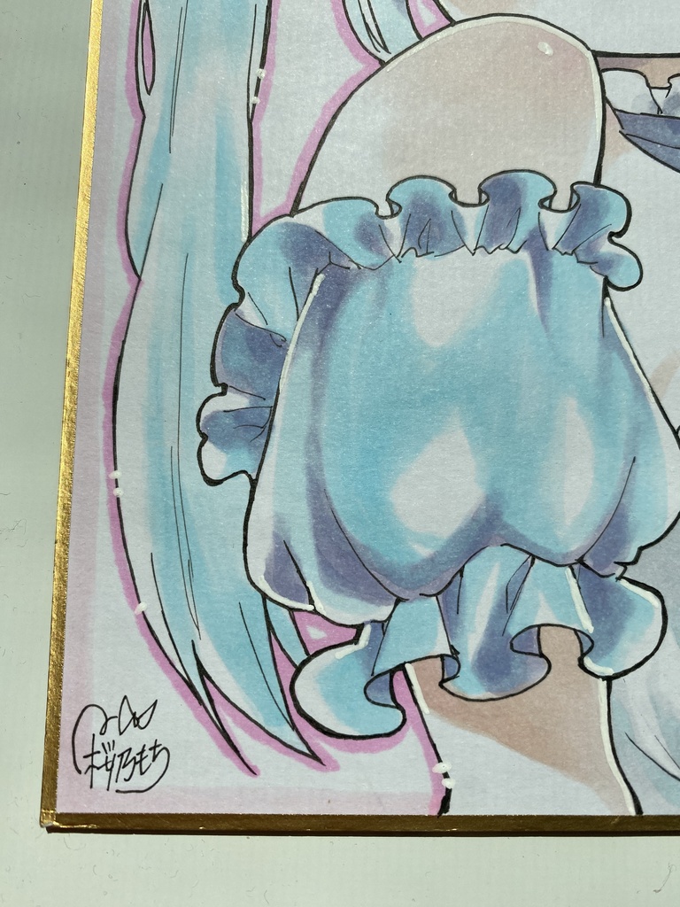 アナログ色紙「水色のメイドさん🩵」