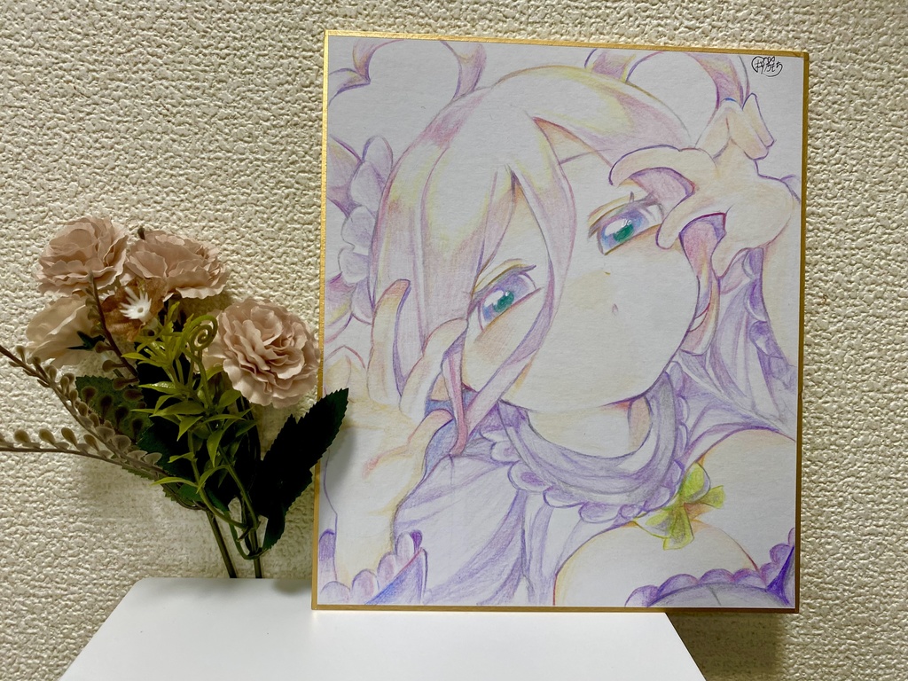 🎀アナログ色紙（色鉛筆）　紫の創作っ子🎀