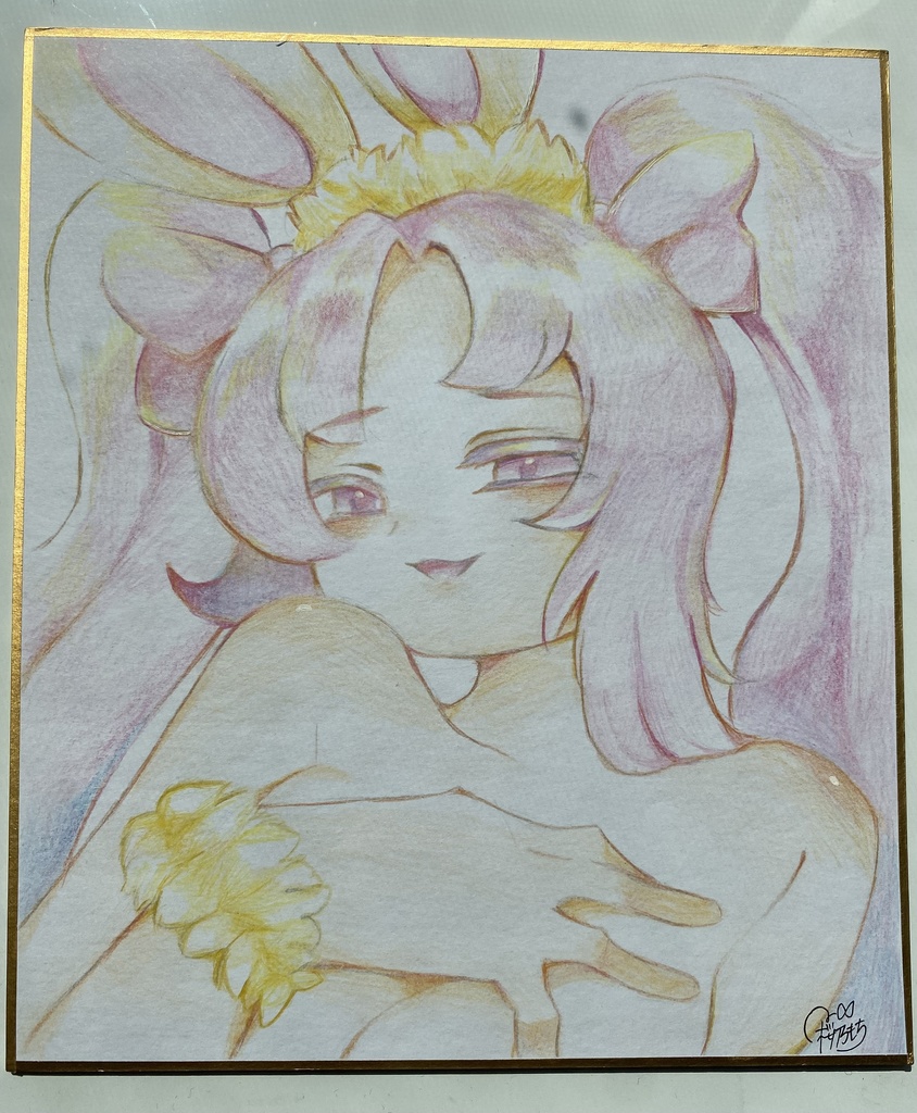 アナログ色紙（色鉛筆）　創作うさぎちゃん🐰🩷