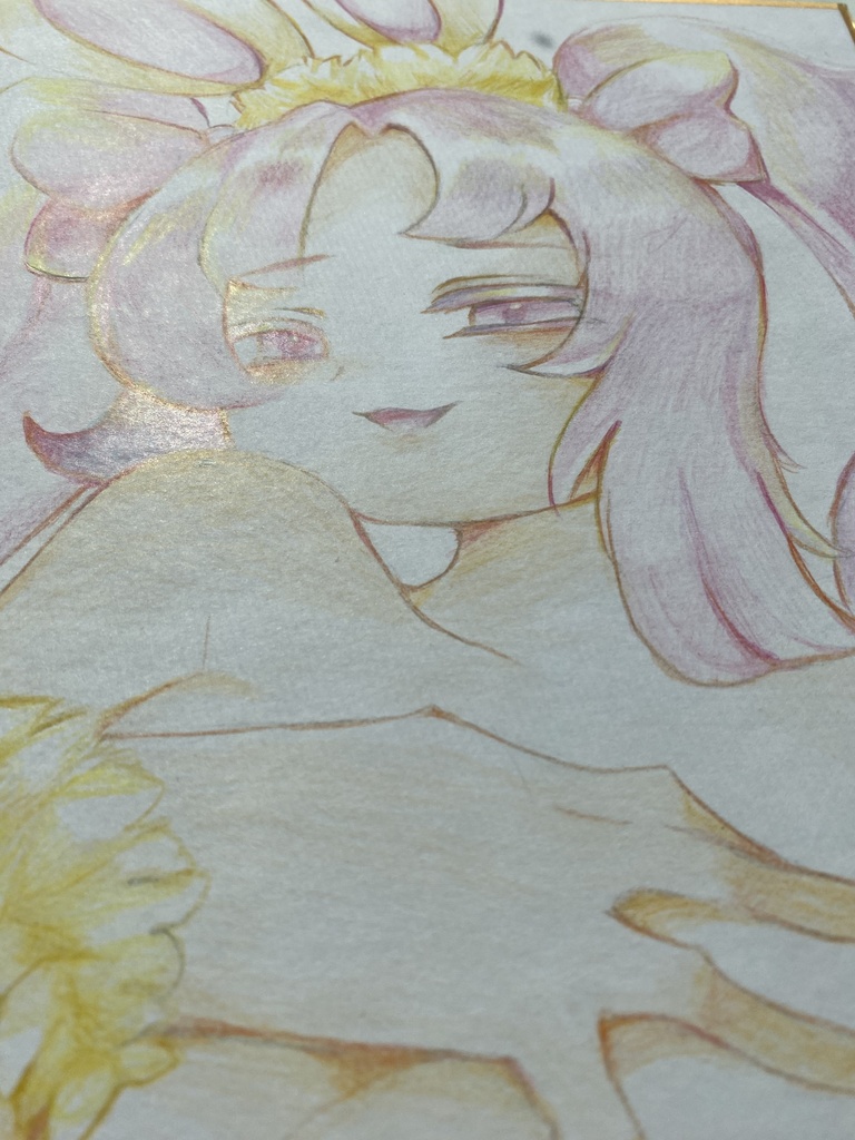 アナログ色紙(色鉛筆) 創作うさぎちゃん🐰🩷