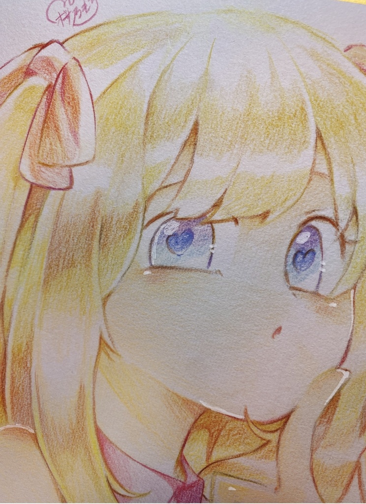 アナログ色紙【色鉛筆】 タレ耳ウサギの女の子🐇