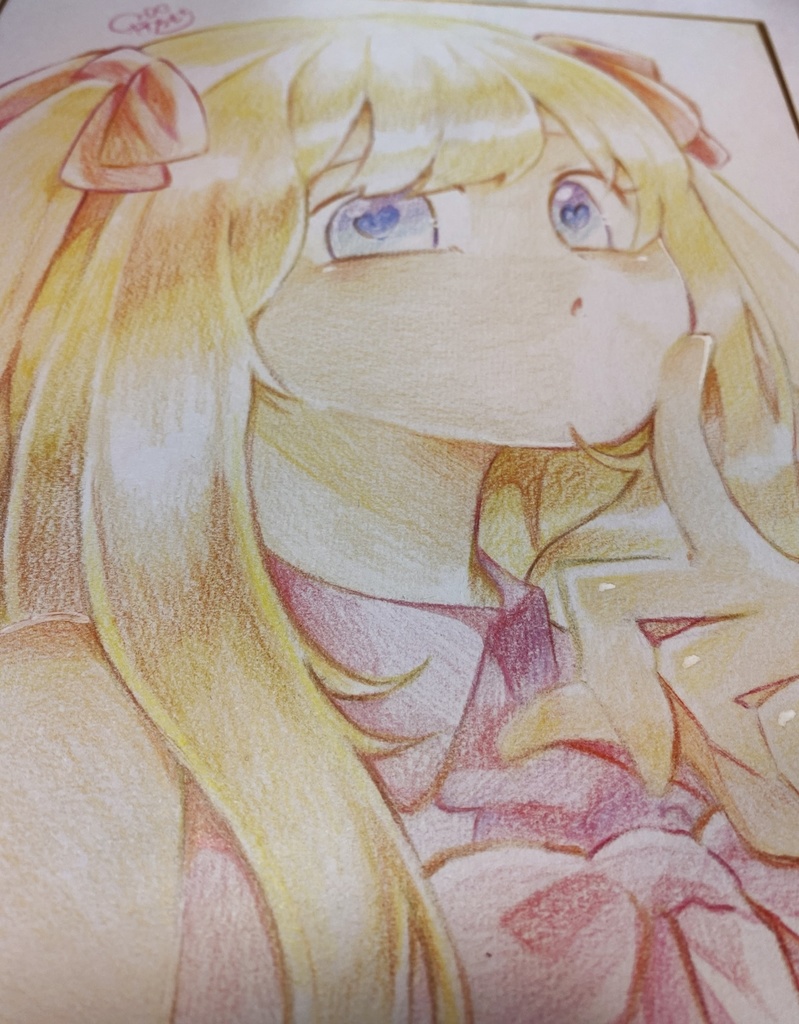 アナログ色紙【色鉛筆】 タレ耳ウサギの女の子🐇