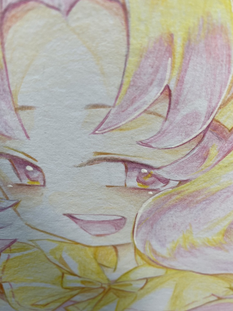 アナログ色紙(色鉛筆) 笑顔の創作女の子🎀
