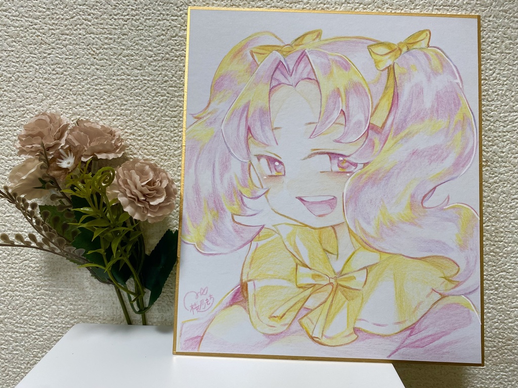アナログ色紙（色鉛筆）　笑顔の創作女の子🎀