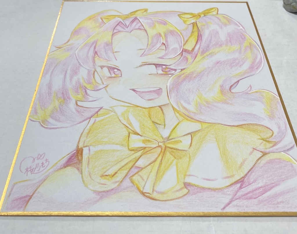 アナログ色紙(色鉛筆) 笑顔の創作女の子🎀