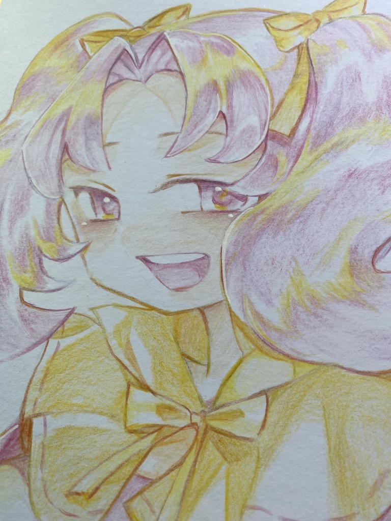 アナログ色紙(色鉛筆) 笑顔の創作女の子🎀