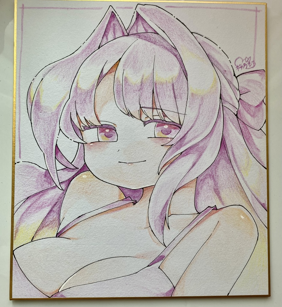 アナログ色紙　ピンク髪の女の子🎀