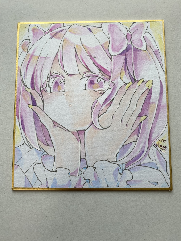 アナログ色紙　リボンの女の子🎀