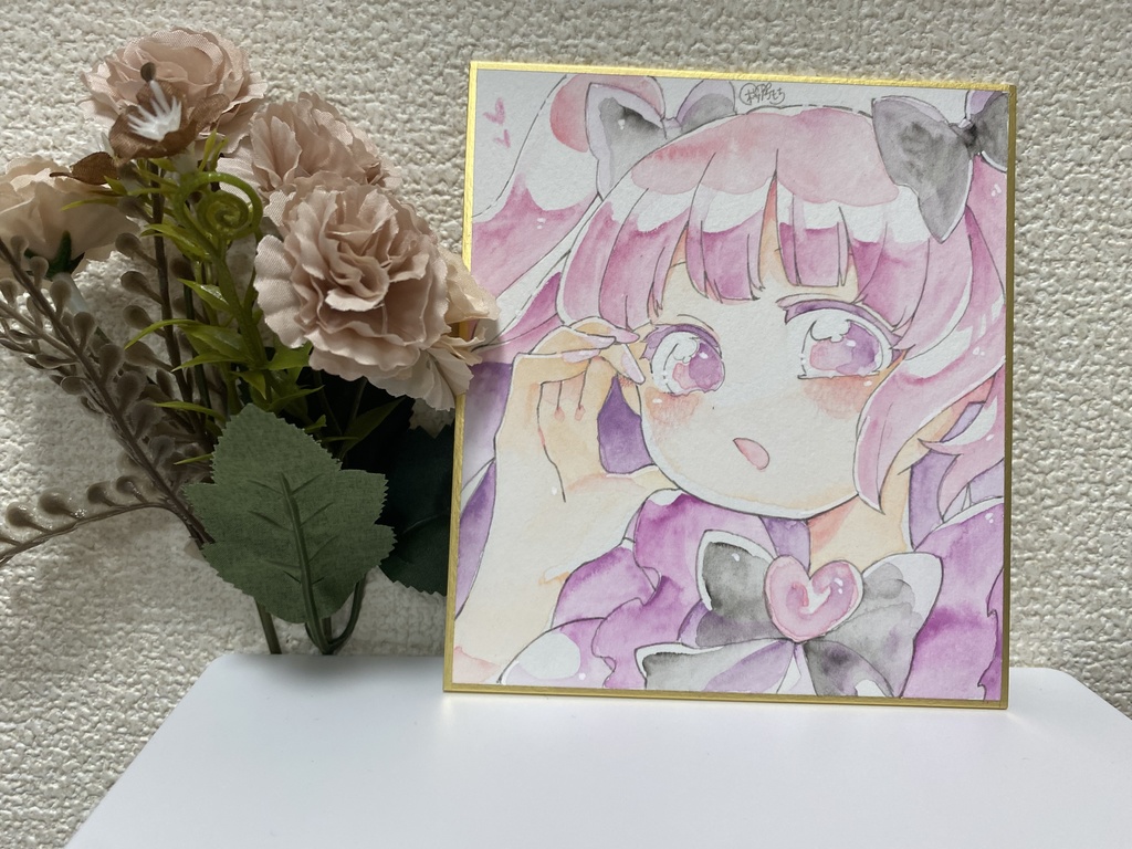 アナログ色紙　🎀創作キャラの萌々子ちゃん🎀