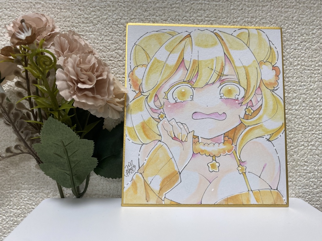 🎀アナログ色紙　「赤面した女の子🟡」🎀