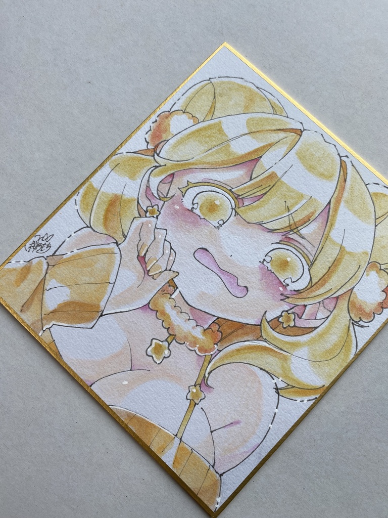 アナログ色紙 赤面した女の子🟡