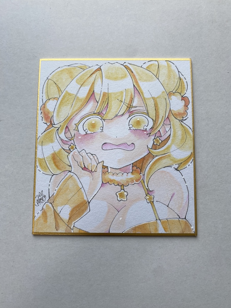 アナログ色紙 赤面した女の子🟡