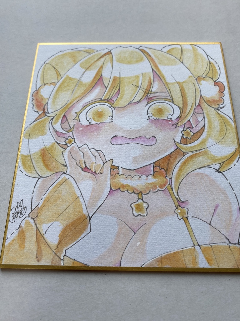 アナログ色紙 赤面した女の子🟡