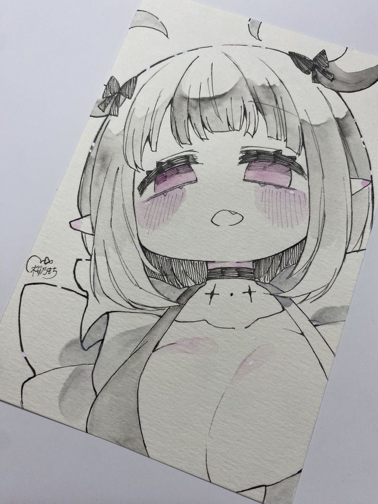 白黒思考なオセロちゃん|ポストカードサイズミニイラスト
