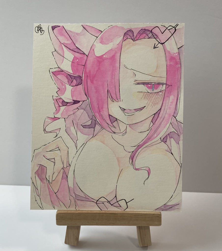 創作キャラのシーカちゃん🩷🔪|水彩紙イラスト