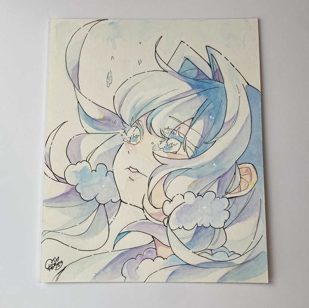 涙よお空に飛んでいけ|水彩紙イラスト