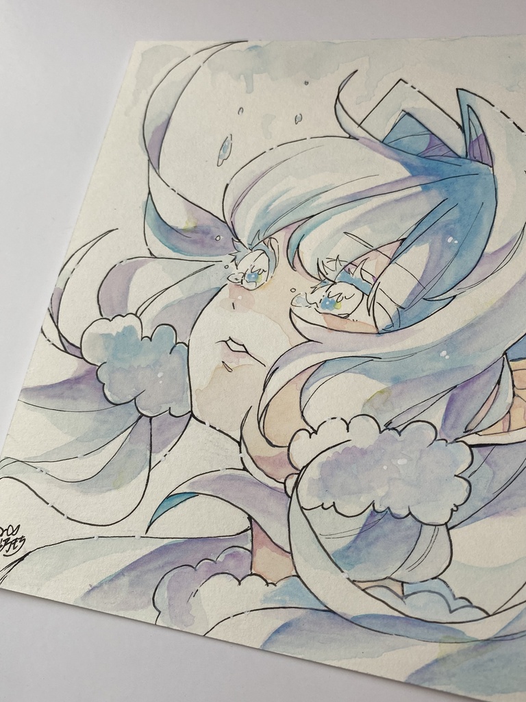 涙よお空に飛んでいけ|水彩紙イラスト