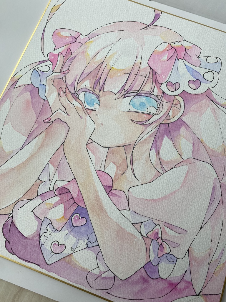 やさしく見つめて | 水彩色紙イラスト