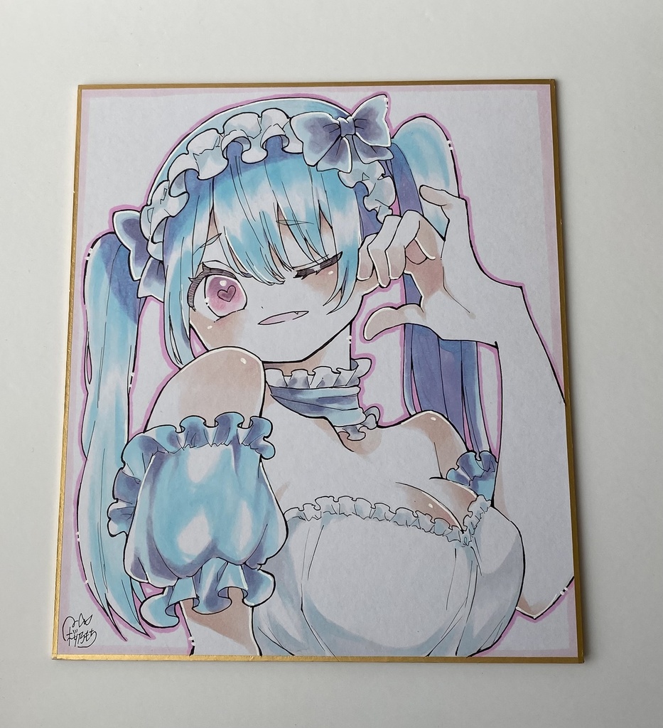 水色髪の女の子🩵 | 色紙イラスト