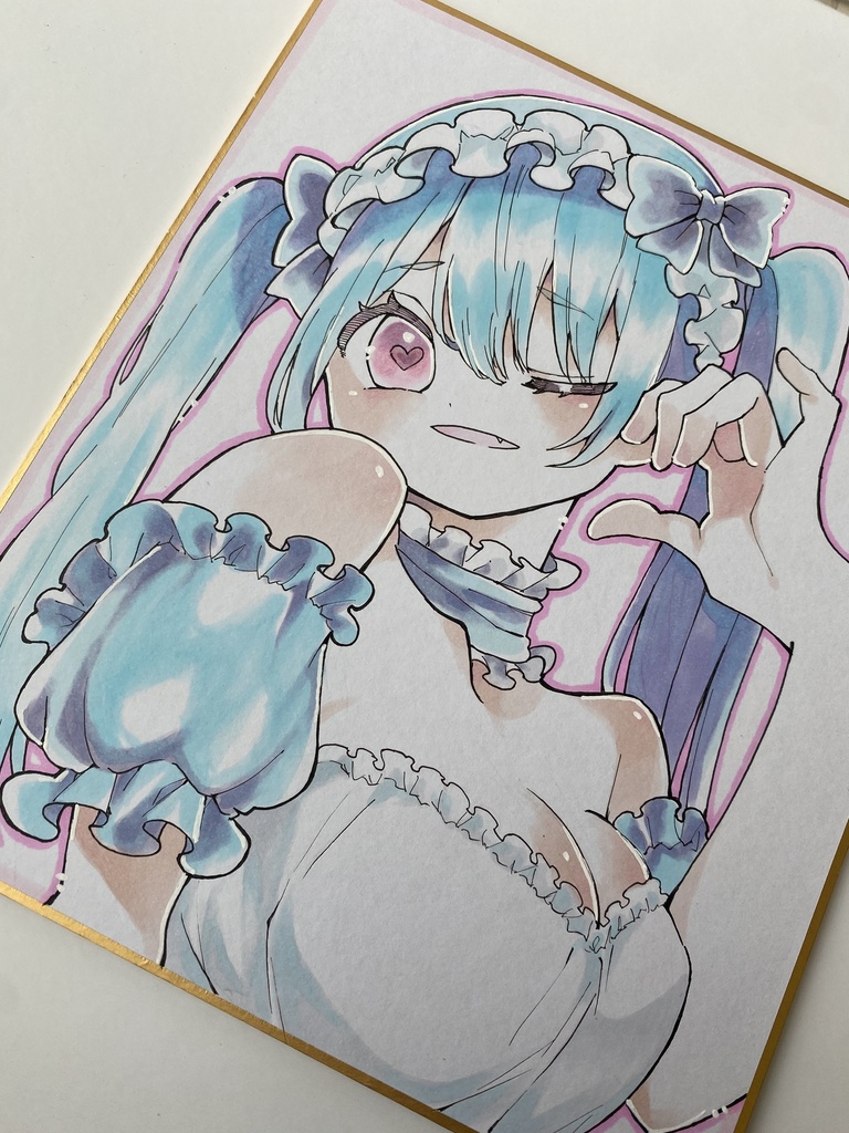 水色髪の女の子🩵 | 色紙イラスト