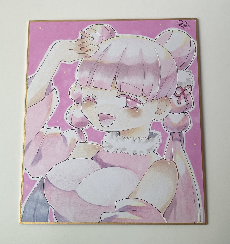 ボンボン頭の和洋女の子🎀| 色紙イラスト