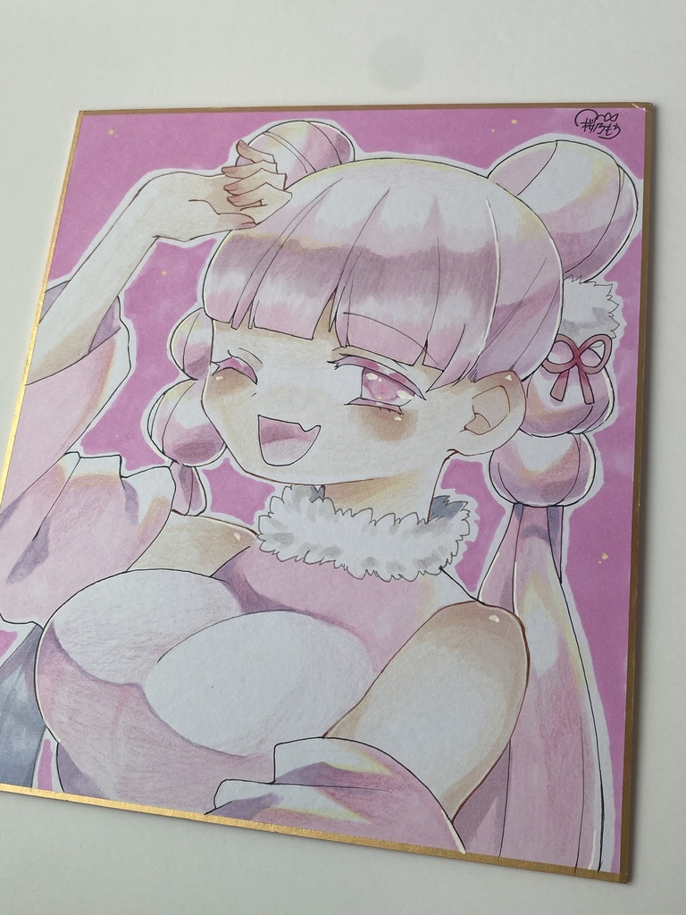 ボンボン頭の和洋女の子🎀| 色紙イラスト