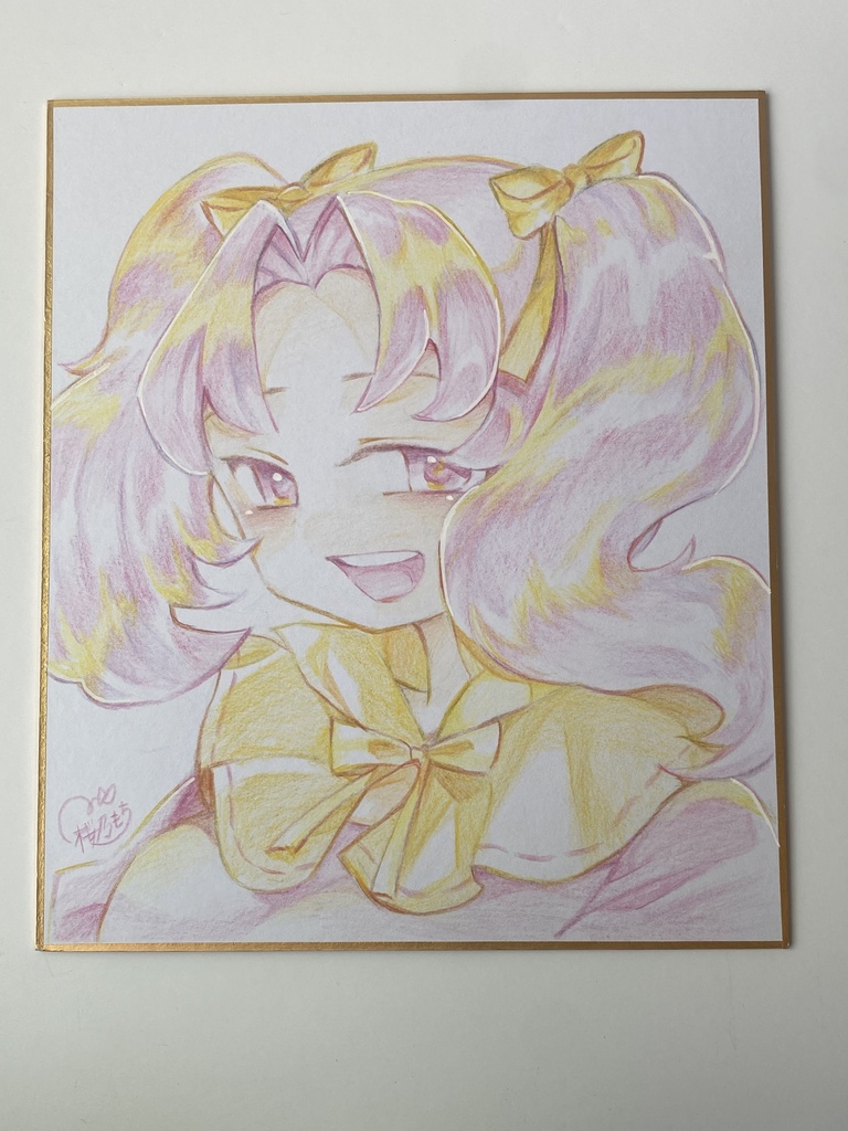 黄色とピンクの優しい女の子💛|色紙イラスト
