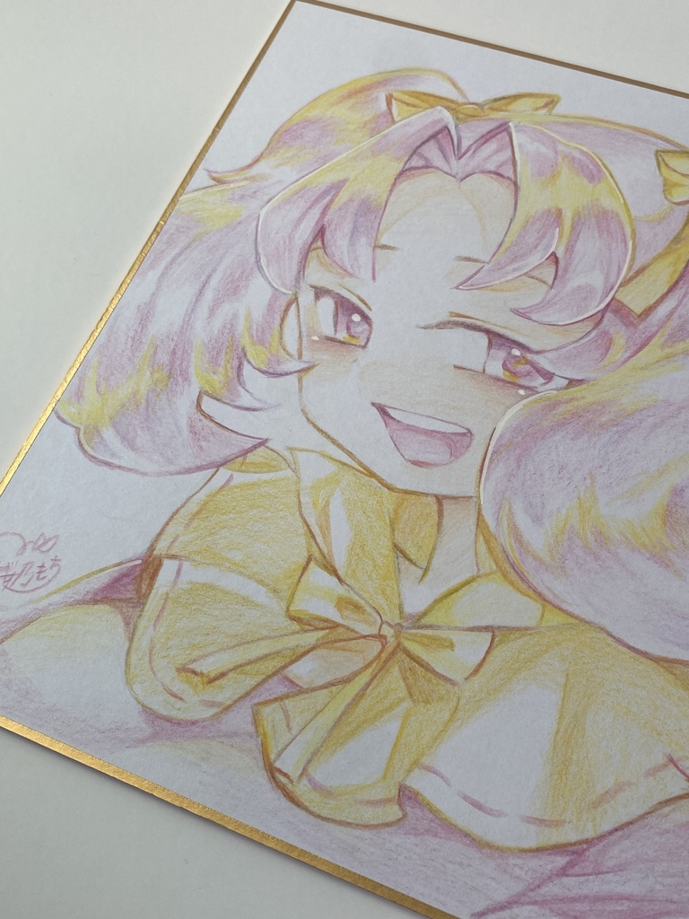 黄色とピンクの優しい女の子💛|色紙イラスト
