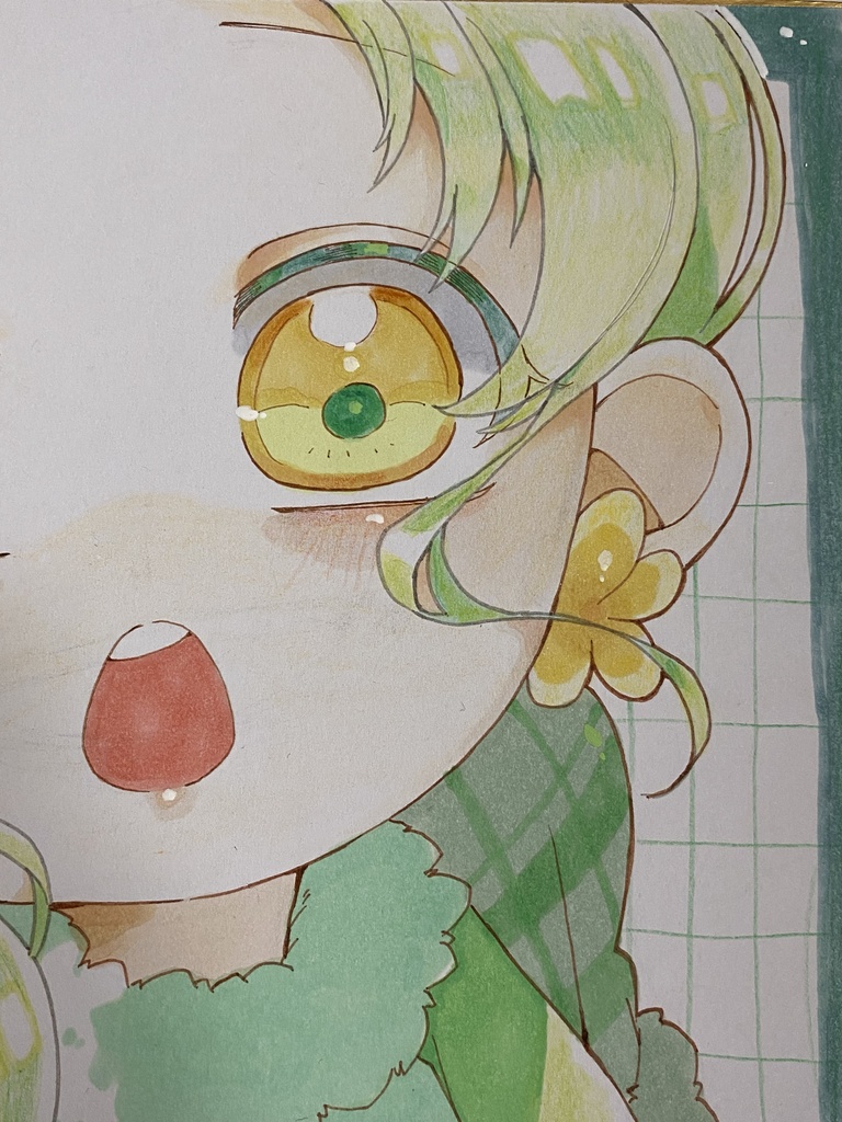 照れたあの子の瞳|色紙イラスト