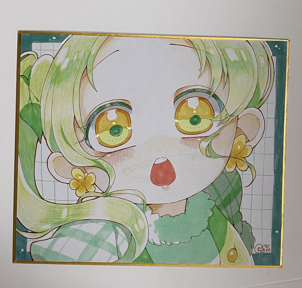 照れたあの子の瞳|色紙イラスト