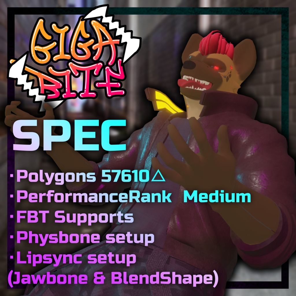 VRChat向けアバター「GIGABITE」3Dモデル