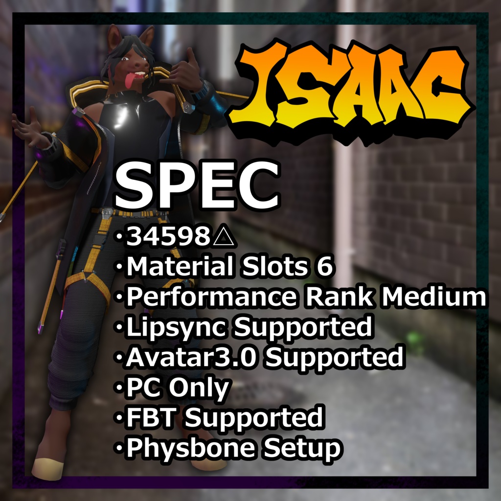 VRChat向けアバター「Isaac」3Dモデル