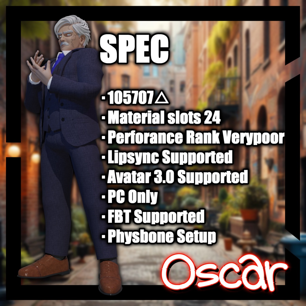 VRChat向けアバター「Oscar」3Dモデル