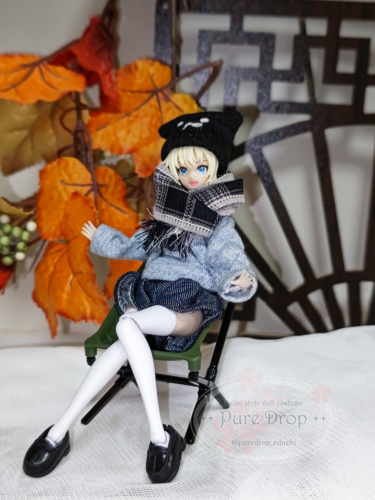 Pure Drop■1/12サイズ カジュアル4点セット タータンチェックマフラーver(創彩少女庭園・ドレスアップボディ)