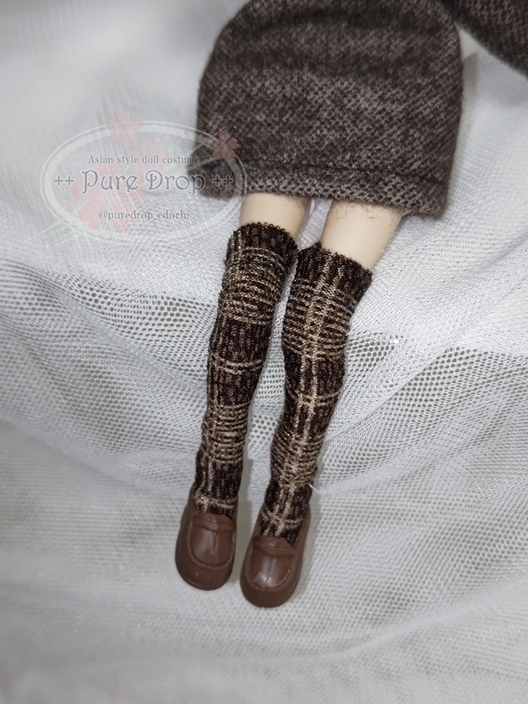 1/12サイズ ニーハイソックス ブラウンチェック 創彩少女庭園・ドレスアップボディMサイズ確認
