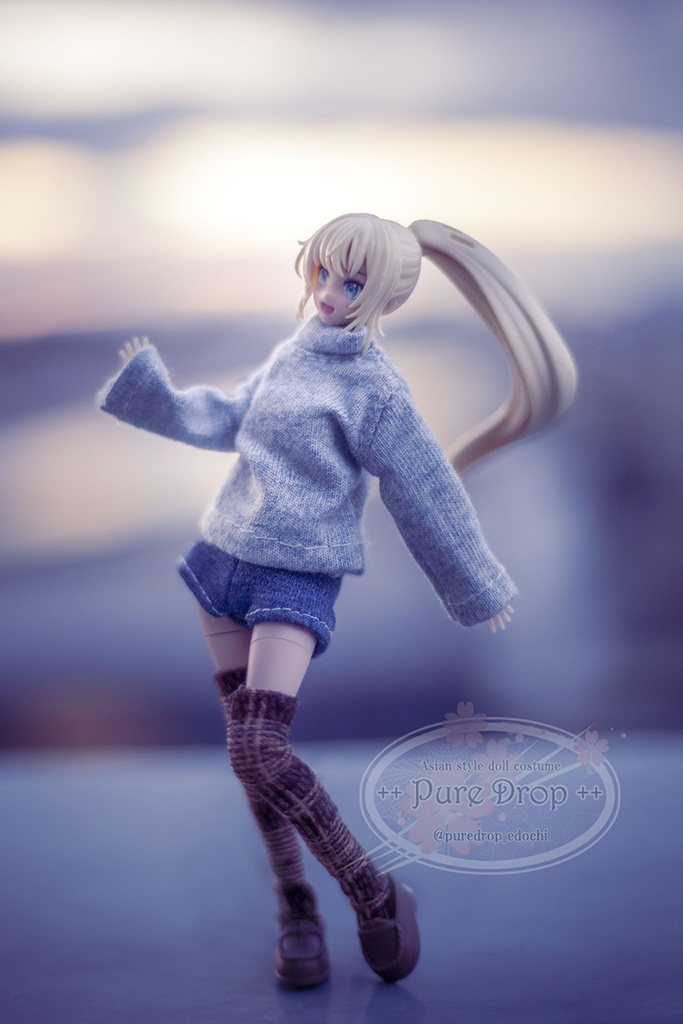 1/12サイズ　ニーハイソックス　ブラウンチェック　創彩少女庭園・ドレスアップボディMサイズ確認