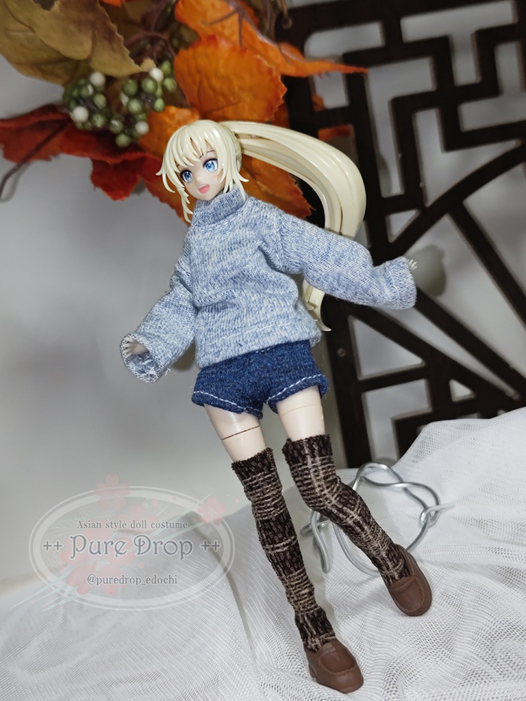 1/12サイズ ニーハイソックス ブラウンチェック 創彩少女庭園・ドレスアップボディMサイズ確認