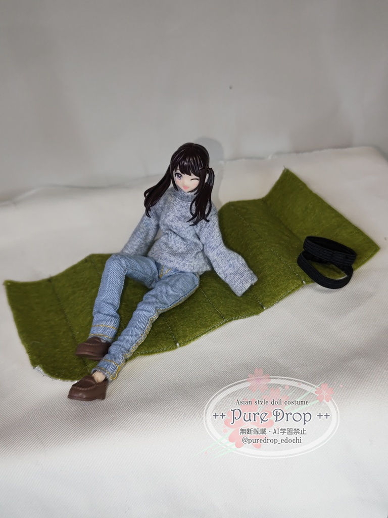 /12サイズ キャンピング折り畳みマット グリーン (創彩少女庭園・ドレスアップボディMでサイズ確認)