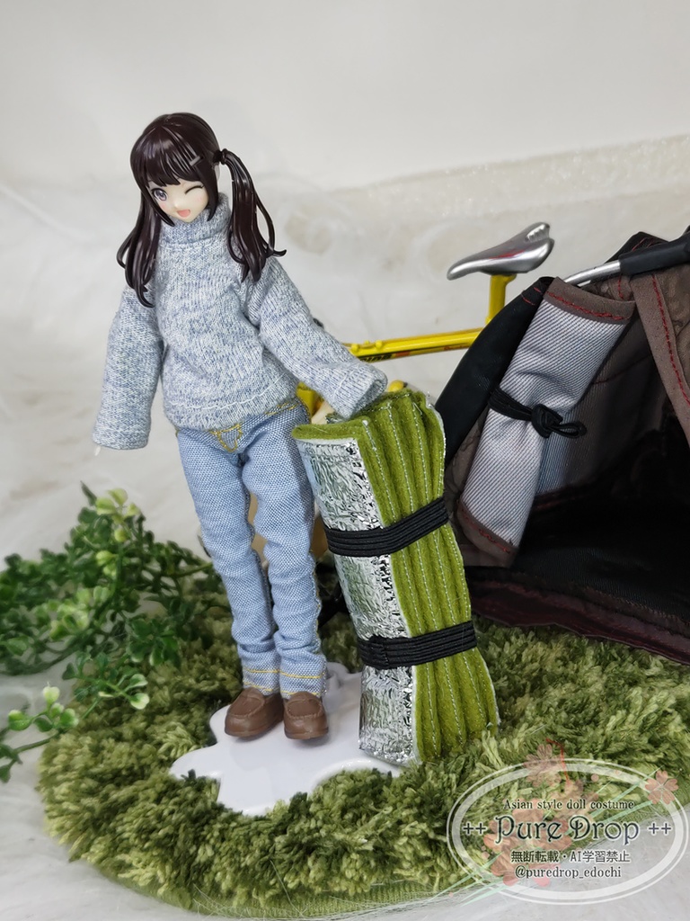 /12サイズ キャンピング折り畳みマット グリーン (創彩少女庭園・ドレスアップボディMでサイズ確認)