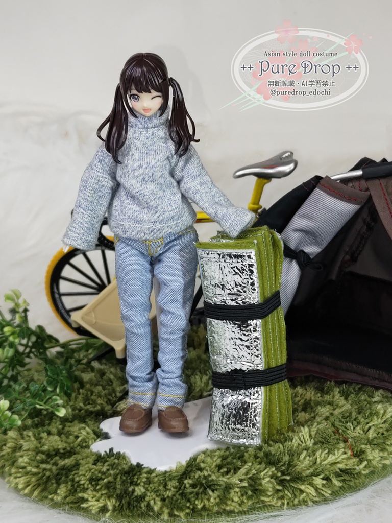 /12サイズ キャンピング折り畳みマット グリーン (創彩少女庭園・ドレスアップボディMでサイズ確認)