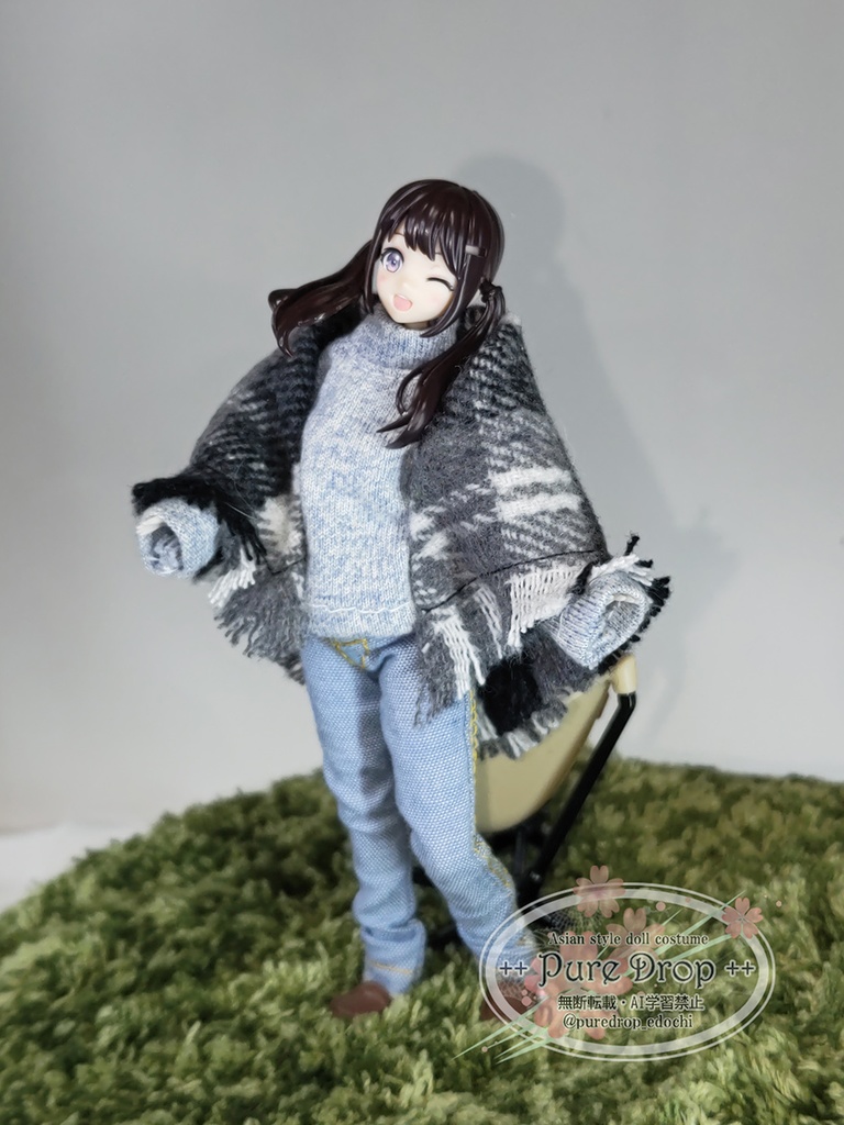 1/12サイズ ストール ブラックチェック (創彩少女庭園・ドレスアップボディMで着用確認)