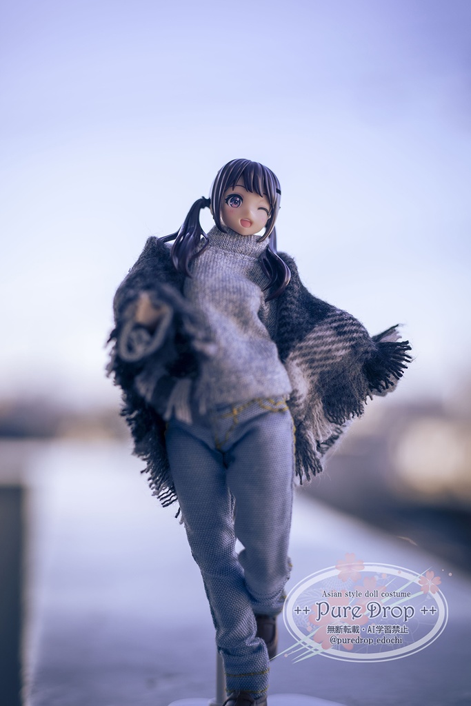 1/12サイズ　ストール　ブラックチェック　(創彩少女庭園・ドレスアップボディMで着用確認)