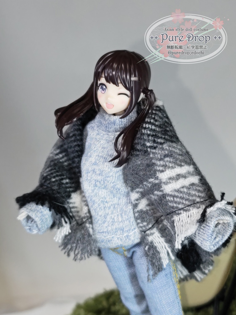 1/12サイズ ストール ブラックチェック (創彩少女庭園・ドレスアップボディMで着用確認)