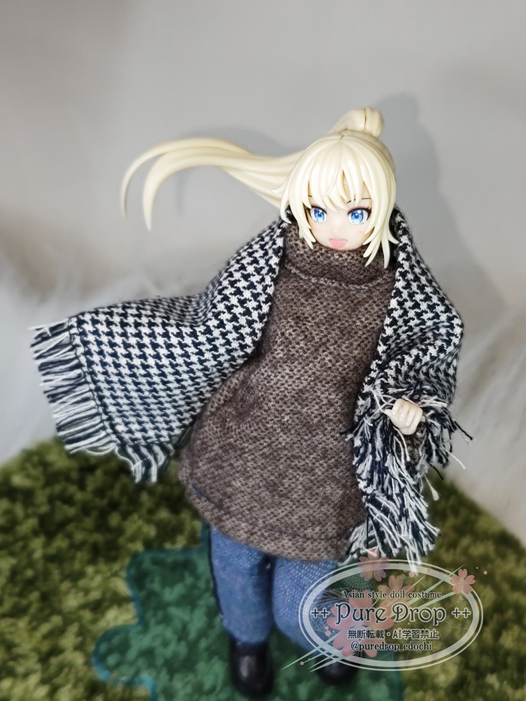 1/12サイズ ストール 千鳥柄 (創彩少女庭園・ドレスアップボディMで着用確認)